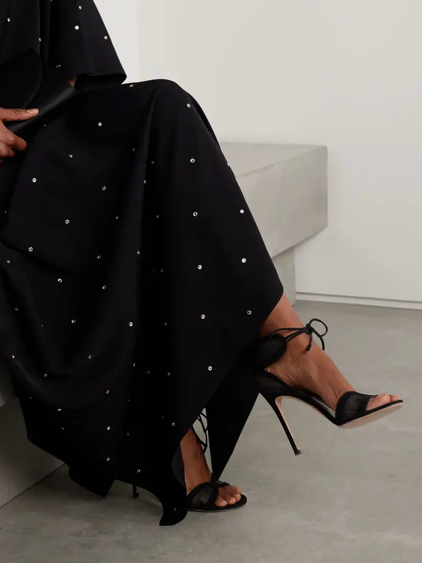 Gianvito Rossi Falene 110 Suede-trimmed Tulle Sandals | Thumbnail 2 Gianvito Rossi Falene 110 Suede-trimmed Tulle Sandals | Thumbnail 2