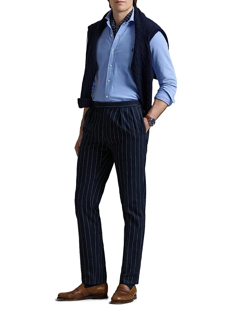 Polo Ralph Lauren Men's Honeycomb-Knit Cotton Shirt - Canvas Blue | Thumbnail 2 Polo Ralph Lauren Men's Honeycomb-Knit Cotton Shirt - Canvas Blue | Thumbnail 2