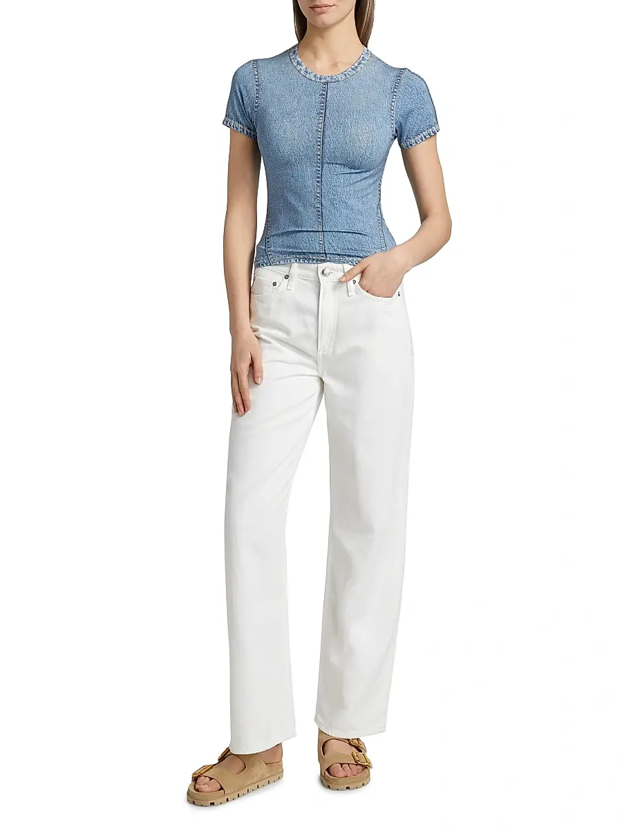 rag & bone Women's rb Miramar Denim-Print T-Shirt | Thumbnail 2 rag & bone Women's rb Miramar Denim-Print T-Shirt | Thumbnail 2