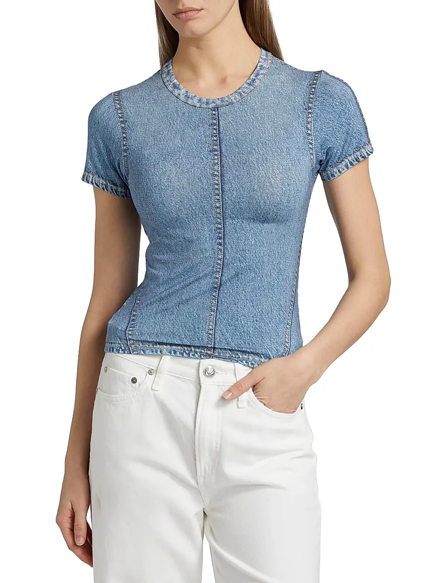 rag & bone Women's rb Miramar Denim-Print T-Shirt | Thumbnail 3 rag & bone Women's rb Miramar Denim-Print T-Shirt | Thumbnail 3