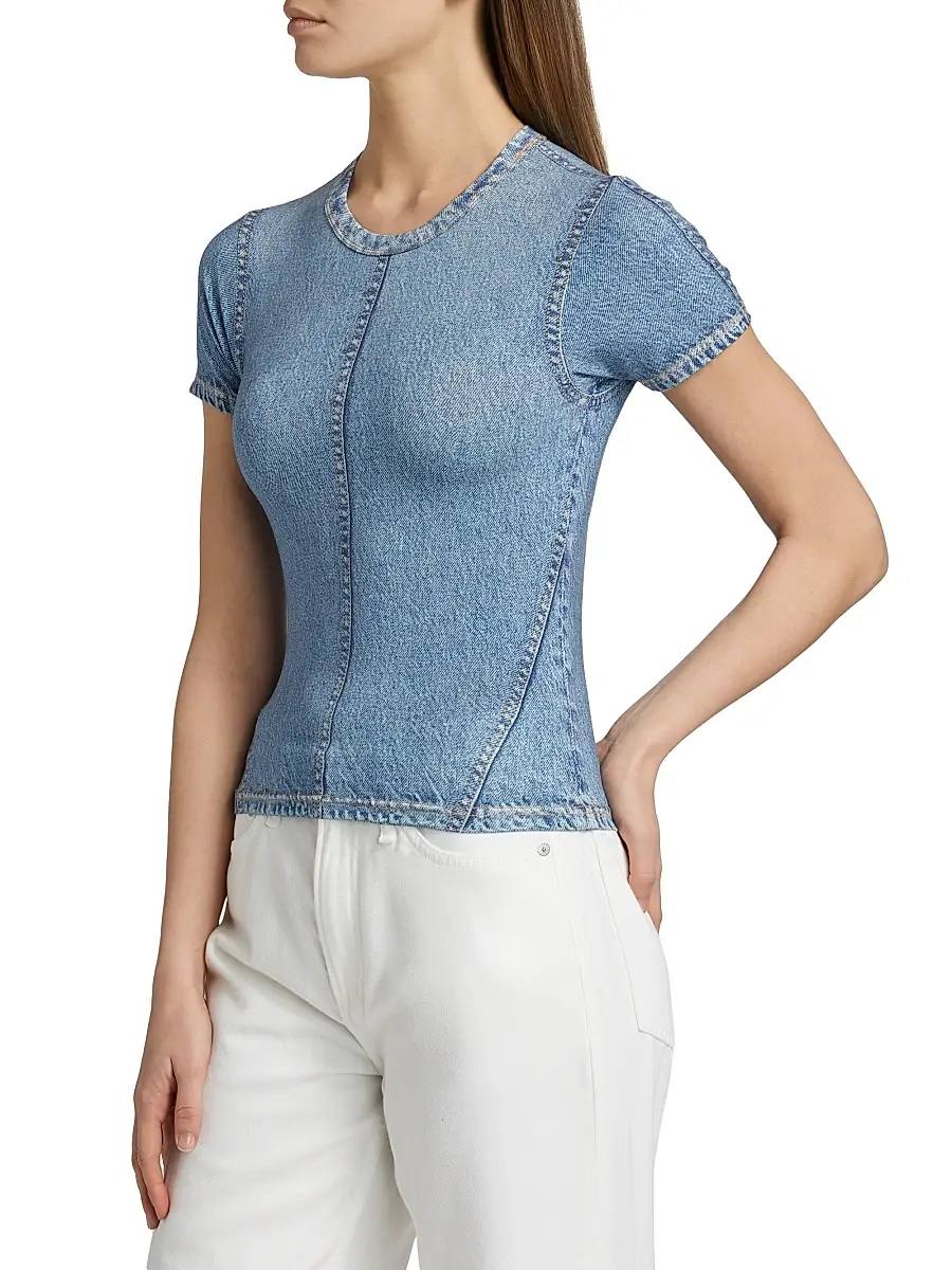 rag & bone Women's rb Miramar Denim-Print T-Shirt | Thumbnail 4 rag & bone Women's rb Miramar Denim-Print T-Shirt | Thumbnail 4