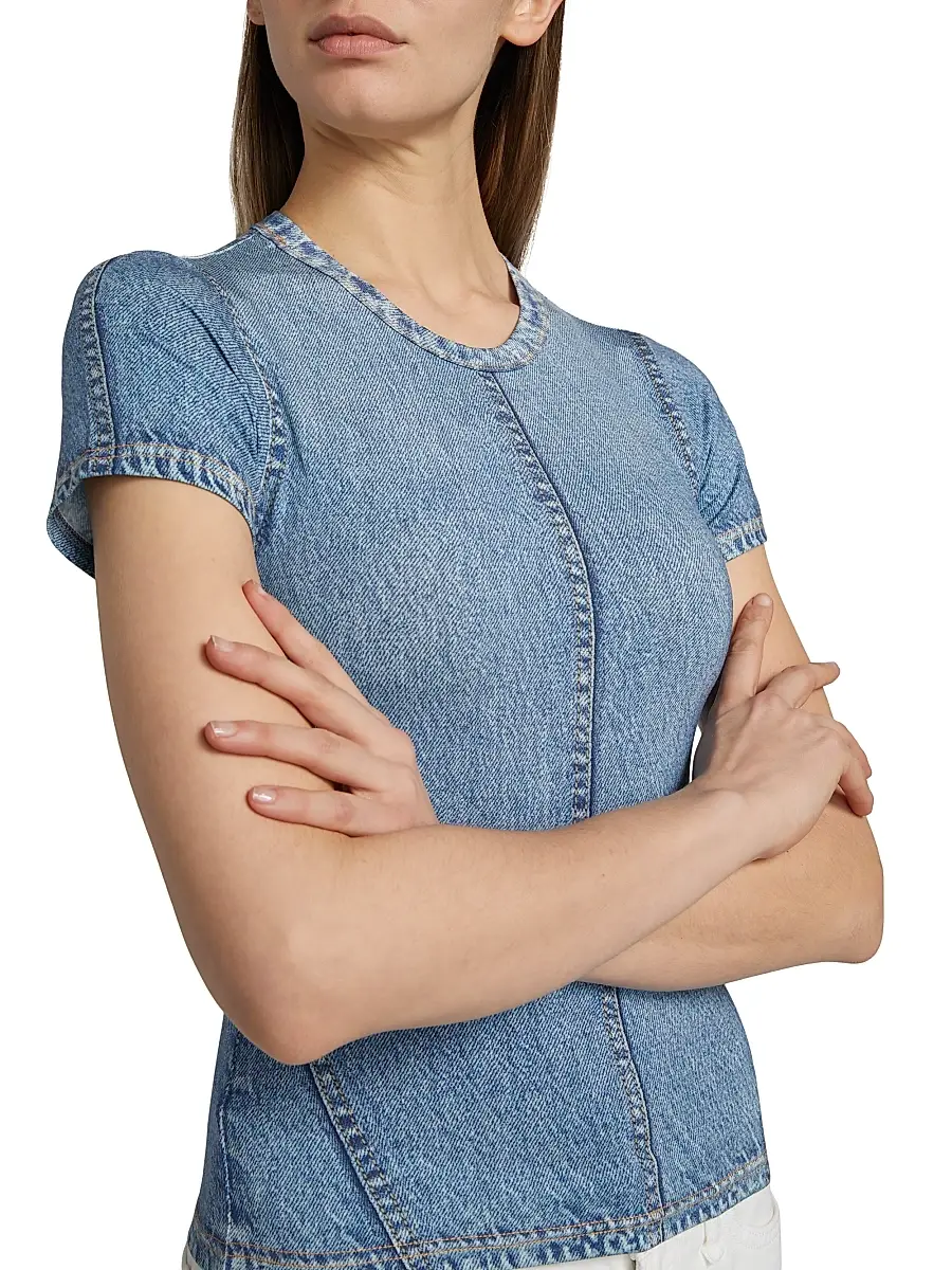 rag & bone Women's rb Miramar Denim-Print T-Shirt | Thumbnail 6 rag & bone Women's rb Miramar Denim-Print T-Shirt | Thumbnail 6