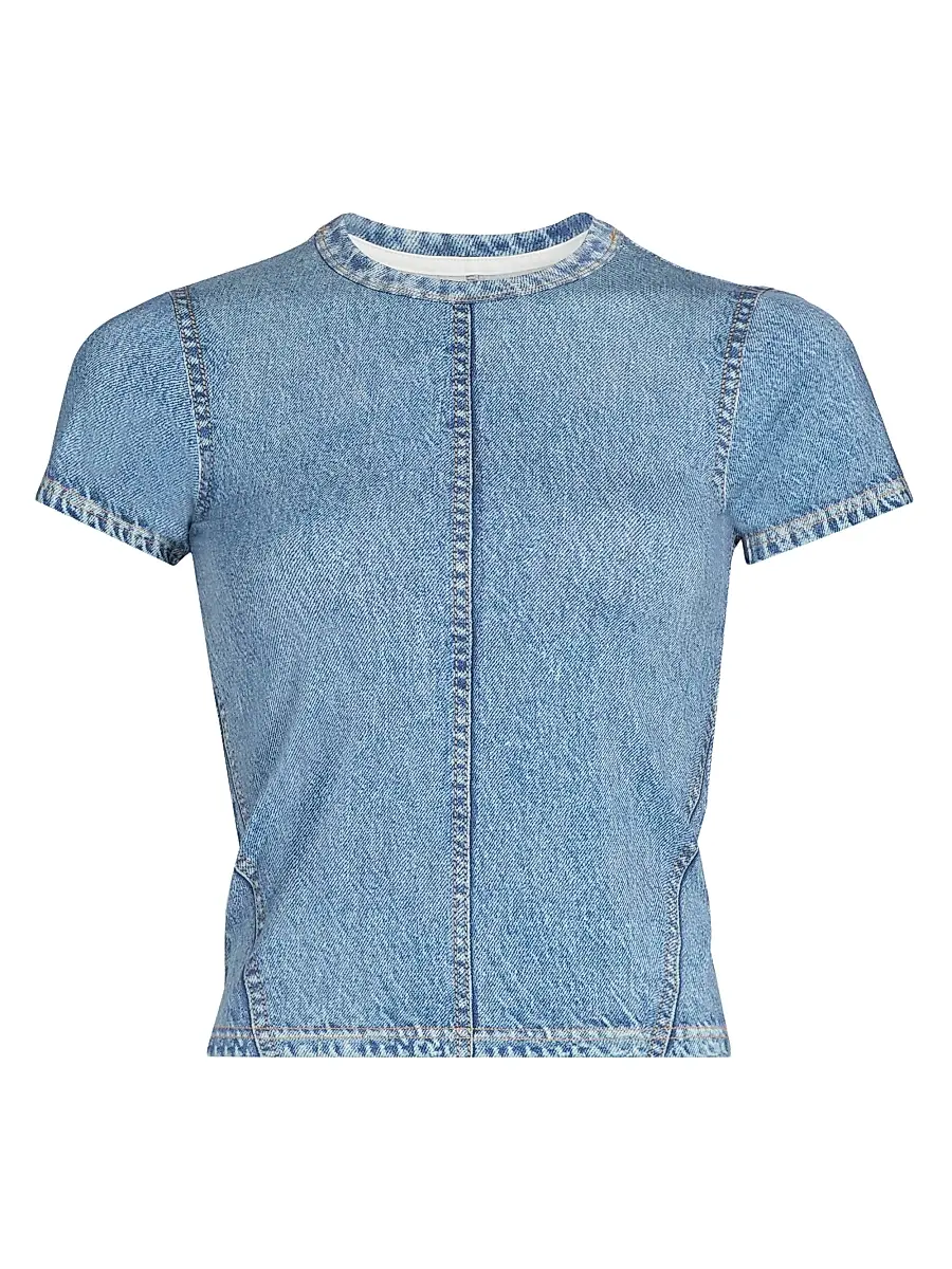 rag & bone Women's rb Miramar Denim-Print T-Shirt