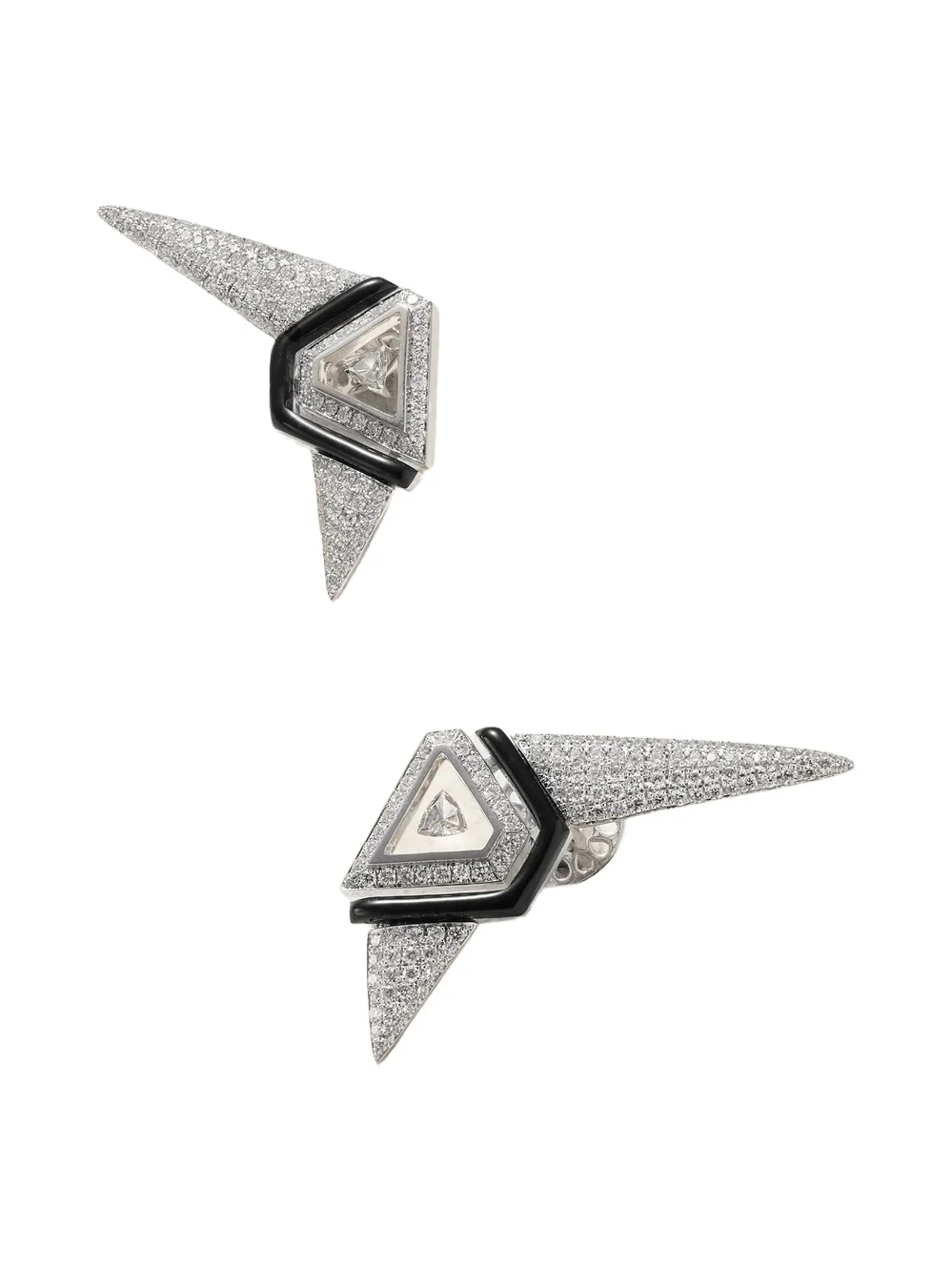 Universe 18-karat White Gold, Diamond And Enamel Earrings - Silver Universe 18-karat White Gold, Diamond And Enamel Earrings - Silver