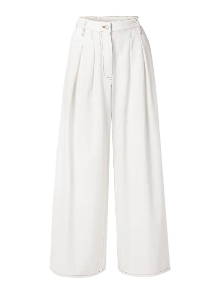 Pleated Denim Wide-leg Pants