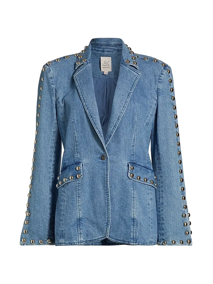 Cinq à Sept Women's Milly Studded Denim Jacket - Blue Haze | Image 1 Cinq à Sept Women's Milly Studded Denim Jacket - Blue Haze | Image 1