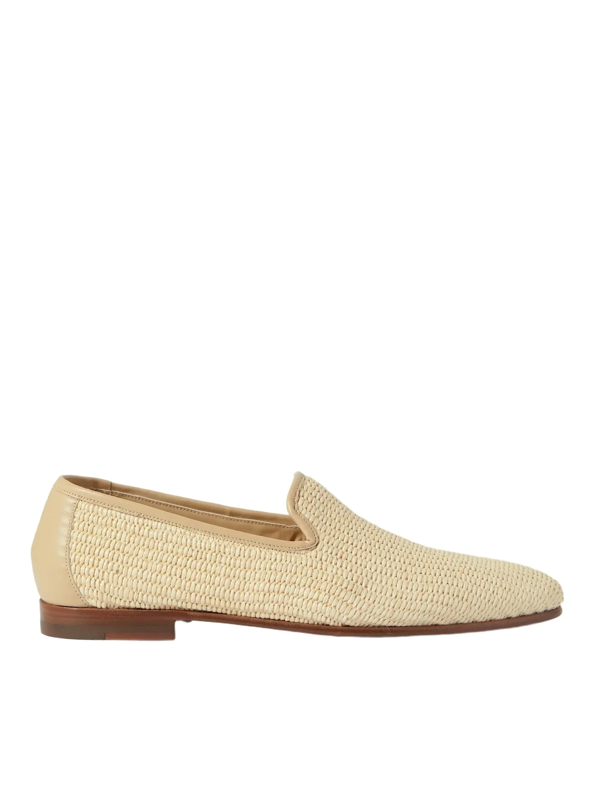 Manolo Blahnik Mario Leather-Trimmed Raffia Loafers - Men