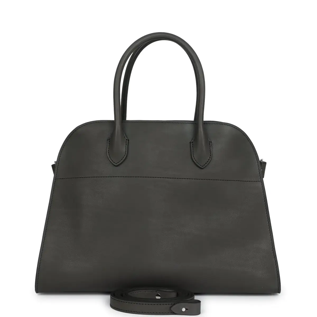 The Row Soft Margaux 12 Koala Grey Saddle Leather Silver Hardware