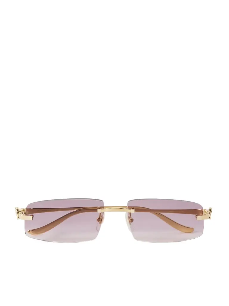 Cartier Eyewear Panthère Rectangular-frame Gold-tone Sunglasses | Image 1 Cartier Eyewear Panthère Rectangular-frame Gold-tone Sunglasses | Image 1