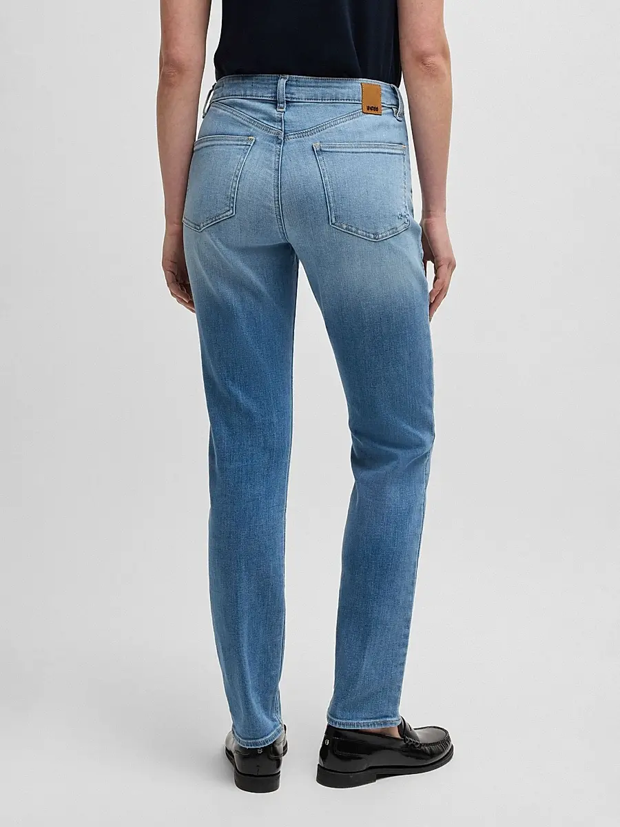 BOSS Women's Slim-Fit Jeans in Washed Stretch Denim - Light Blue | Thumbnail 4 BOSS Women's Slim-Fit Jeans in Washed Stretch Denim - Light Blue | Thumbnail 4