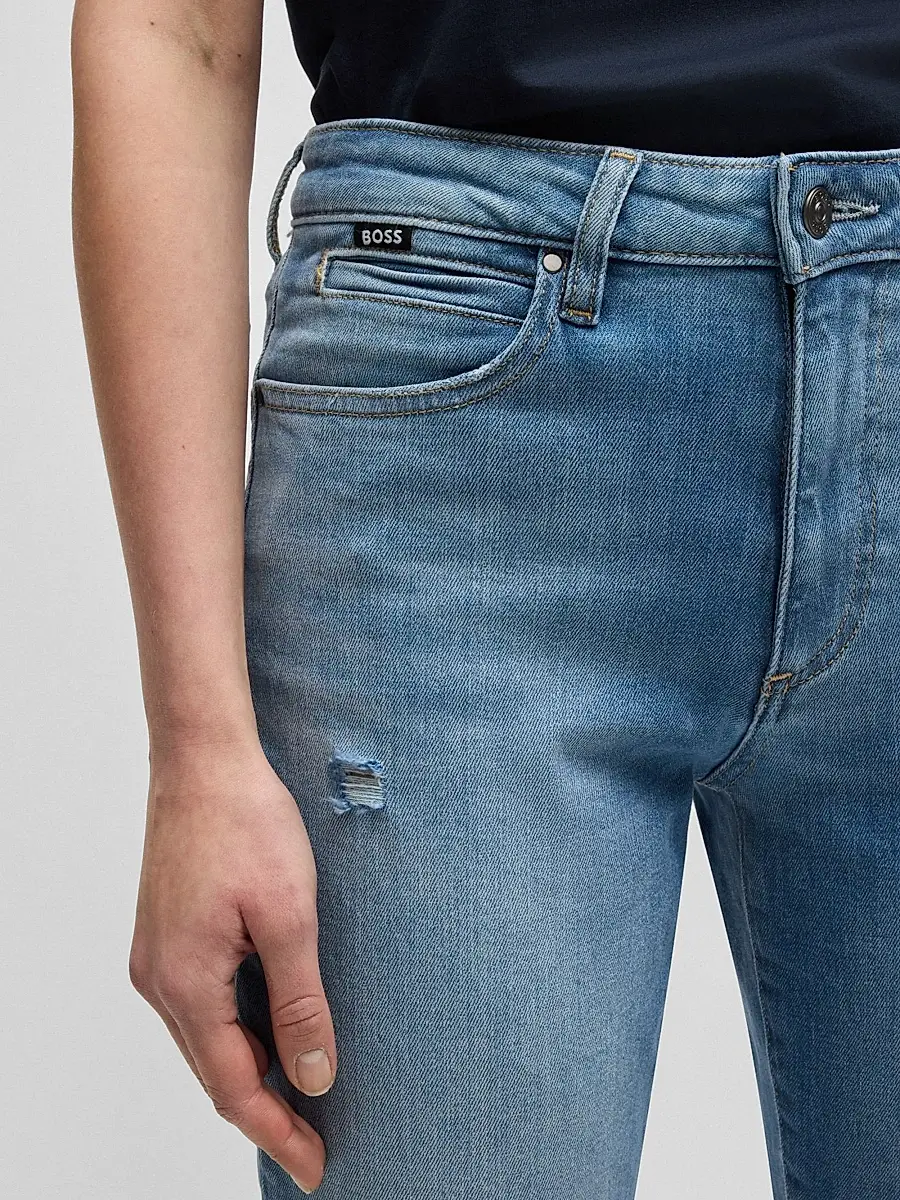 BOSS Women's Slim-Fit Jeans in Washed Stretch Denim - Light Blue | Thumbnail 5 BOSS Women's Slim-Fit Jeans in Washed Stretch Denim - Light Blue | Thumbnail 5