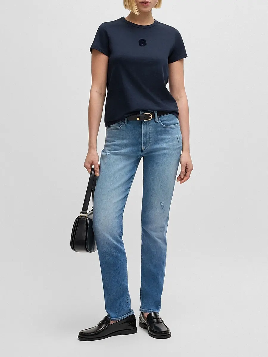 BOSS Women's Slim-Fit Jeans in Washed Stretch Denim - Light Blue | Thumbnail 6 BOSS Women's Slim-Fit Jeans in Washed Stretch Denim - Light Blue | Thumbnail 6