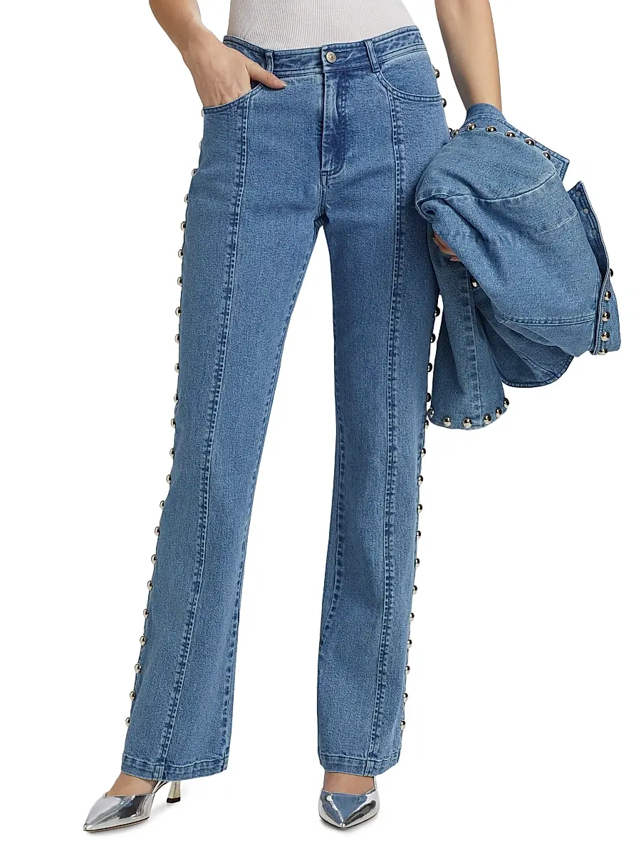 Cinq à Sept Women's Shailene Studded Flare Jeans | Thumbnail 3 Cinq à Sept Women's Shailene Studded Flare Jeans | Thumbnail 3