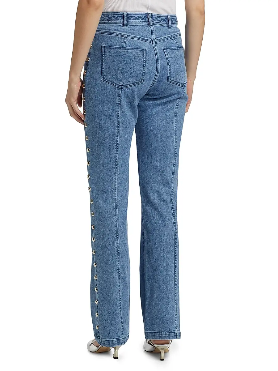 Cinq à Sept Women's Shailene Studded Flare Jeans | Thumbnail 5 Cinq à Sept Women's Shailene Studded Flare Jeans | Thumbnail 5