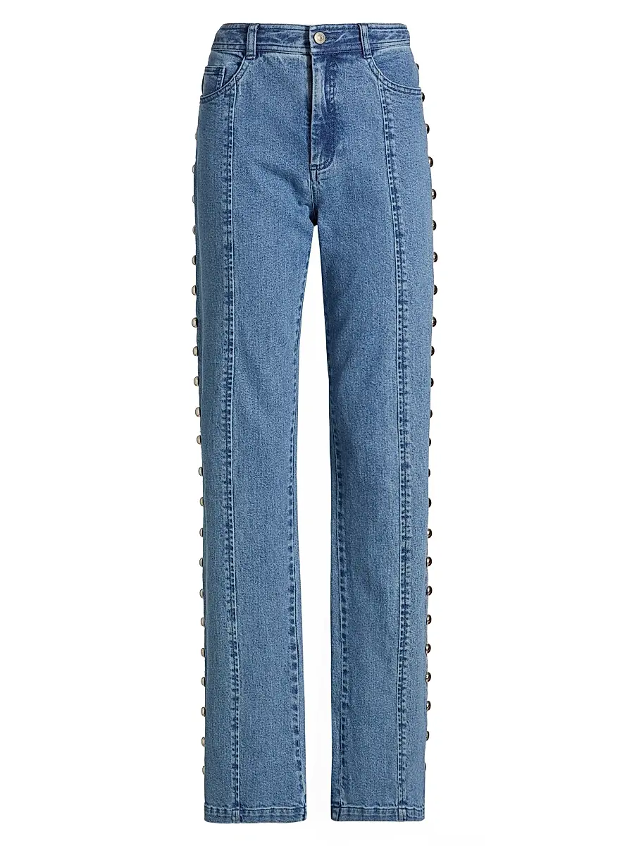 Cinq à Sept Women's Shailene Studded Flare Jeans - Blue Haze | Image 1 Cinq à Sept Women's Shailene Studded Flare Jeans - Blue Haze | Image 1