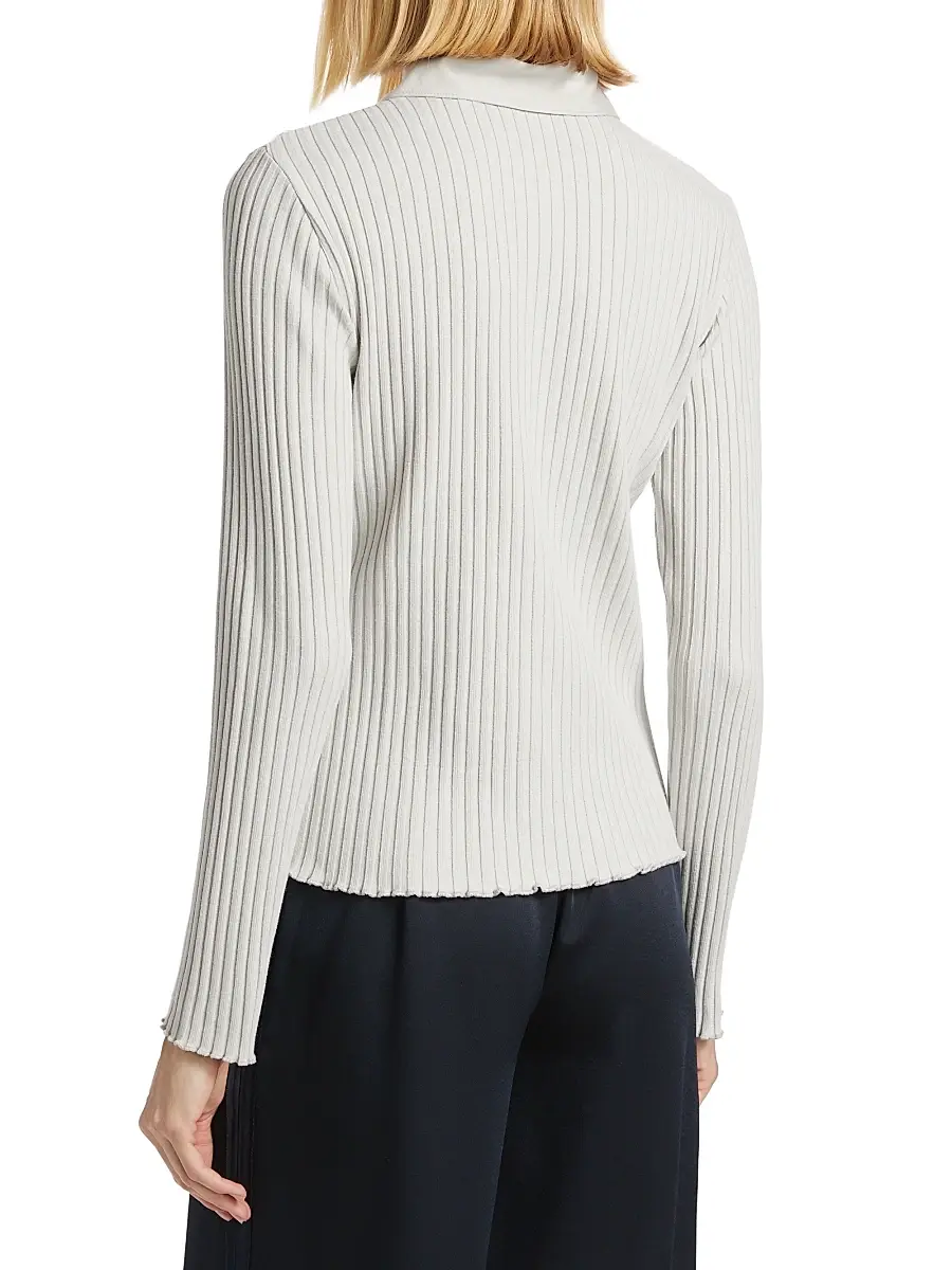 Vince Women's Cotton-Blend Rib-Knit Polo Shirt | Thumbnail 5 Vince Women's Cotton-Blend Rib-Knit Polo Shirt | Thumbnail 5