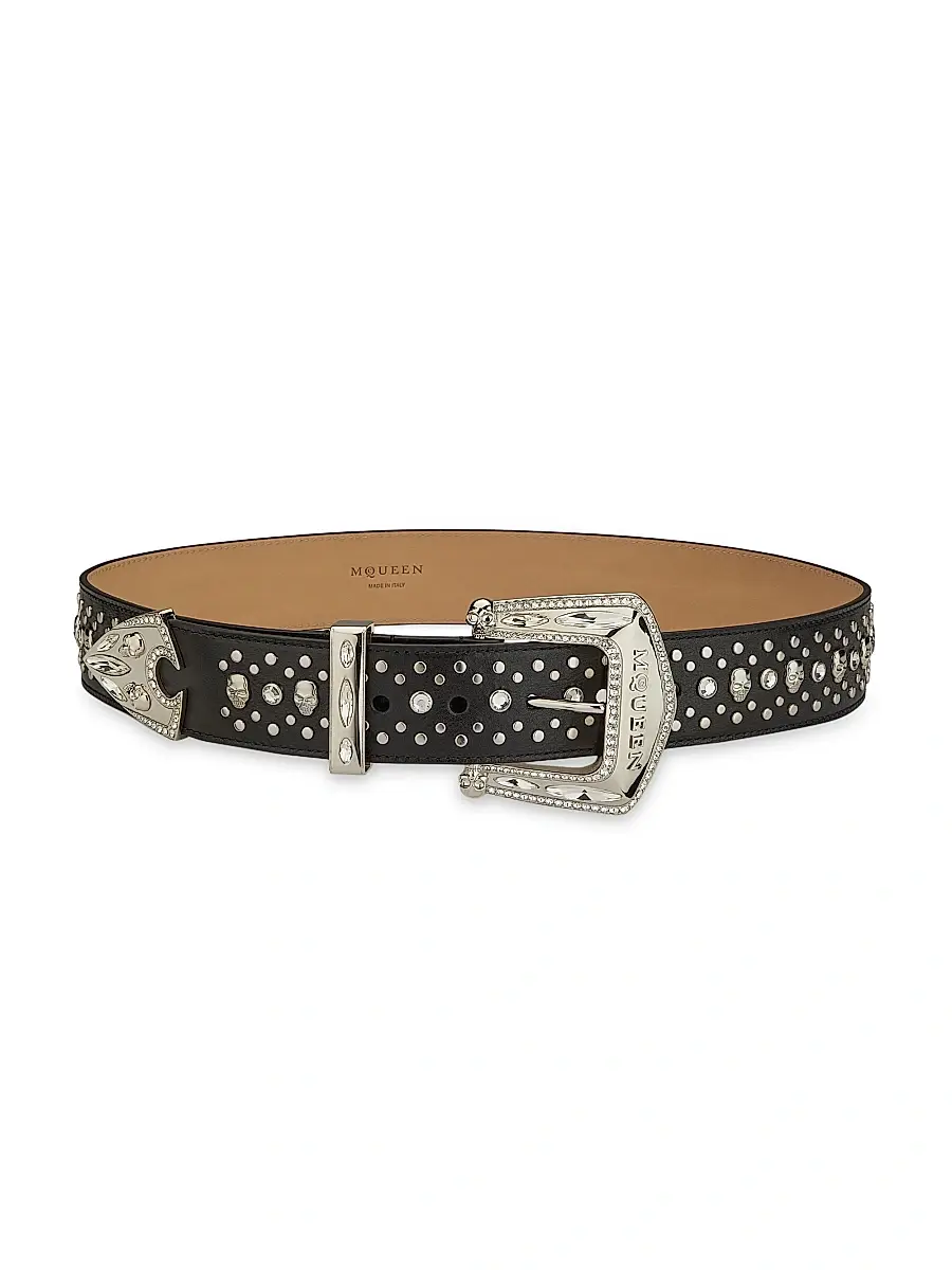 Alexander McQueen Women's Jewelled Arrow Leather Belt