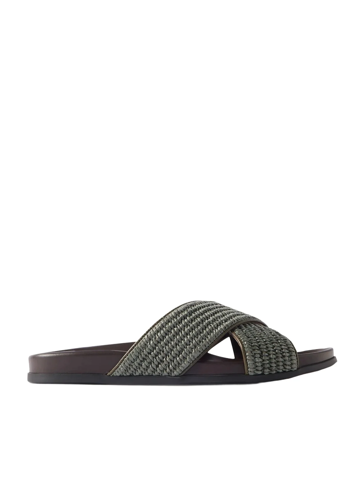 Manolo Blahnik Chiltern Leather-Trimmed Raffia Sandals - Men