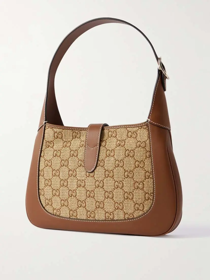 Gucci Jackie 1961 Logo-jacquard Raffia And Leather Shoulder Bag | Thumbnail 3 Gucci Jackie 1961 Logo-jacquard Raffia And Leather Shoulder Bag | Thumbnail 3