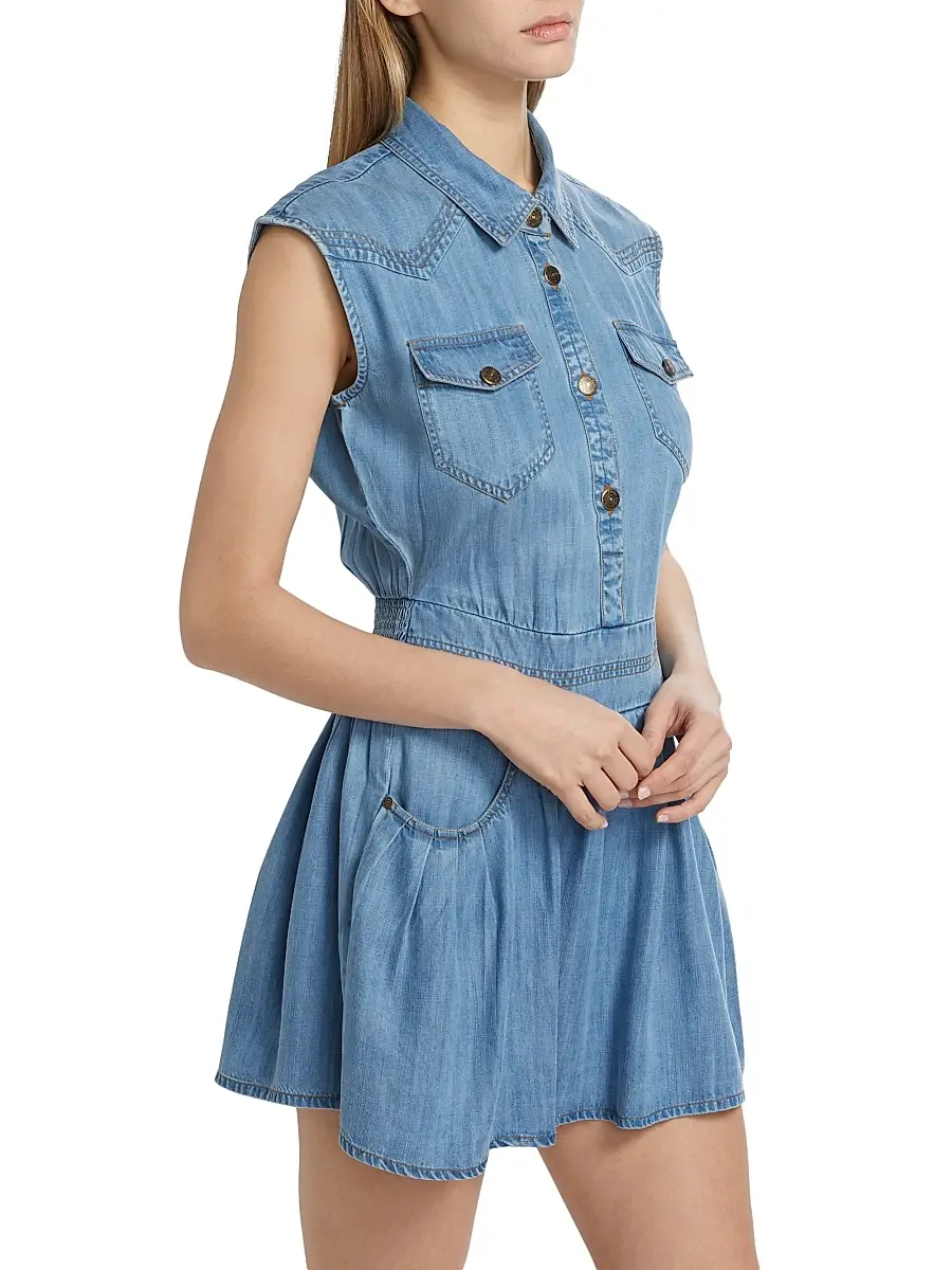 Ramy Brook Women's Paxton Sleeveless Mini-shirtdress | Thumbnail 4 Ramy Brook Women's Paxton Sleeveless Mini-shirtdress | Thumbnail 4