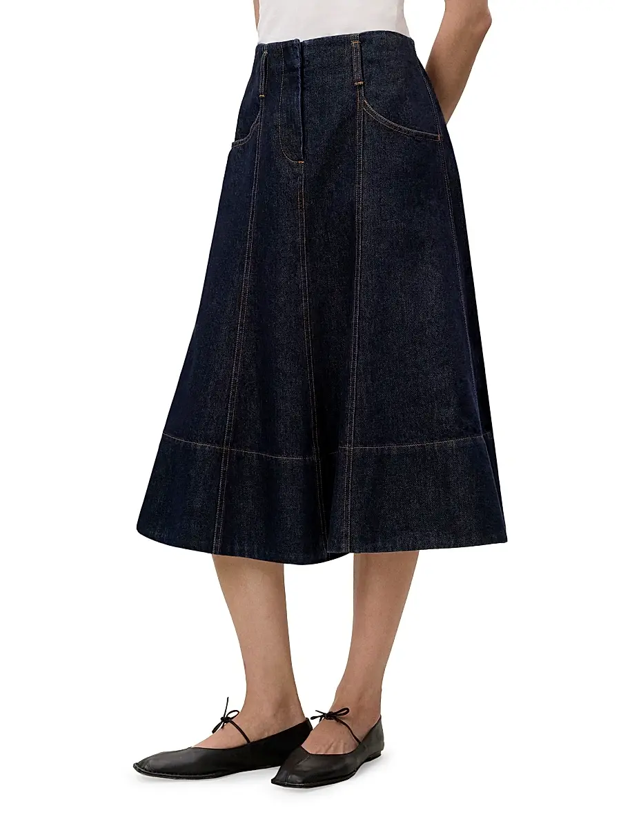 REBECCA TAYLOR Women's Gabrielle Denim Midi-Skirt | Thumbnail 4 REBECCA TAYLOR Women's Gabrielle Denim Midi-Skirt | Thumbnail 4