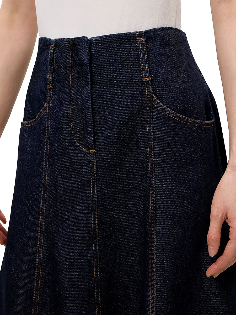 REBECCA TAYLOR Women's Gabrielle Denim Midi-Skirt | Thumbnail 6 REBECCA TAYLOR Women's Gabrielle Denim Midi-Skirt | Thumbnail 6