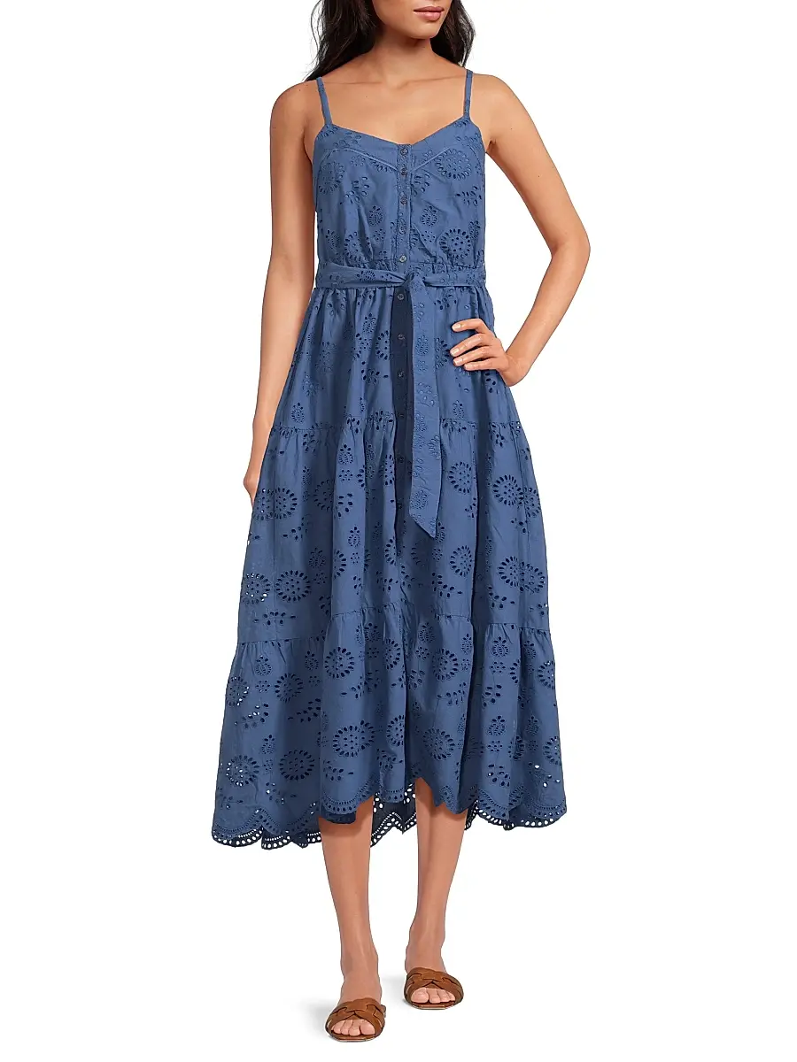 Change of Scenery Women's Addyson Embroidered Eyelet Cotton Midi-Dress | Thumbnail 2 Change of Scenery Women's Addyson Embroidered Eyelet Cotton Midi-Dress | Thumbnail 2