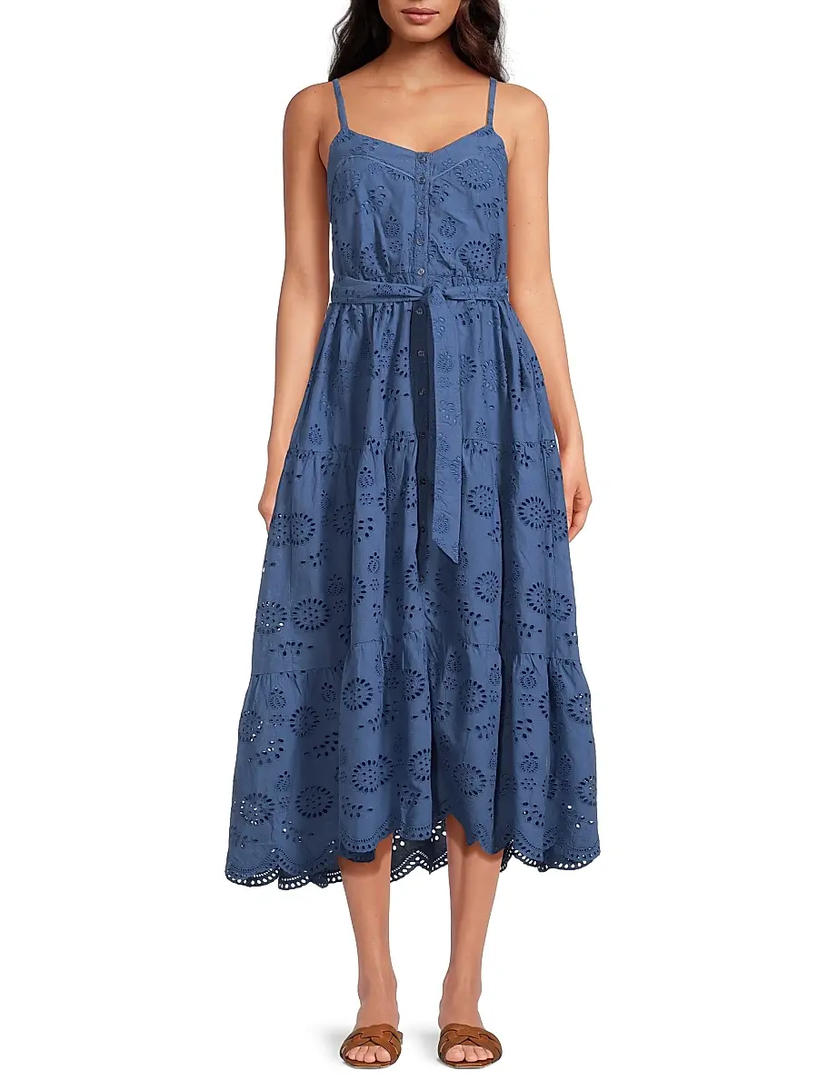 Change of Scenery Women's Addyson Embroidered Eyelet Cotton Midi-Dress | Thumbnail 3 Change of Scenery Women's Addyson Embroidered Eyelet Cotton Midi-Dress | Thumbnail 3