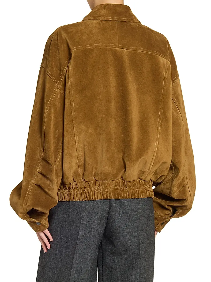 Saint Laurent Women's Bomber Jacket in Suede - Brun | Thumbnail 7 Saint Laurent Women's Bomber Jacket in Suede - Brun | Thumbnail 7