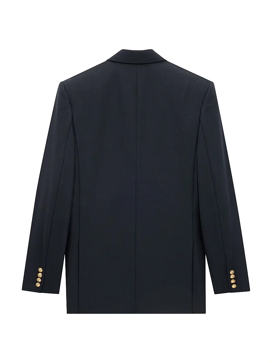 Saint Laurent Women's Jacket in Wool - Marine | Thumbnail 2 Saint Laurent Women's Jacket in Wool - Marine | Thumbnail 2
