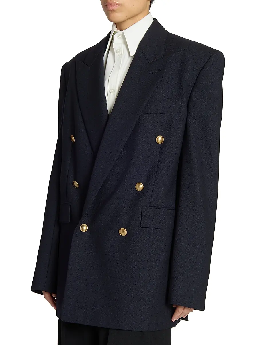 Saint Laurent Women's Jacket in Wool - Marine | Thumbnail 4 Saint Laurent Women's Jacket in Wool - Marine | Thumbnail 4
