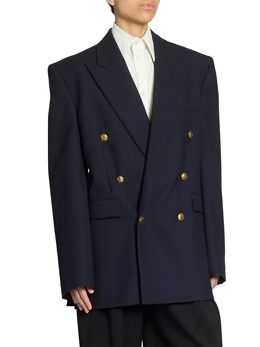 Saint Laurent Women's Jacket in Wool - Marine | Thumbnail 5 Saint Laurent Women's Jacket in Wool - Marine | Thumbnail 5