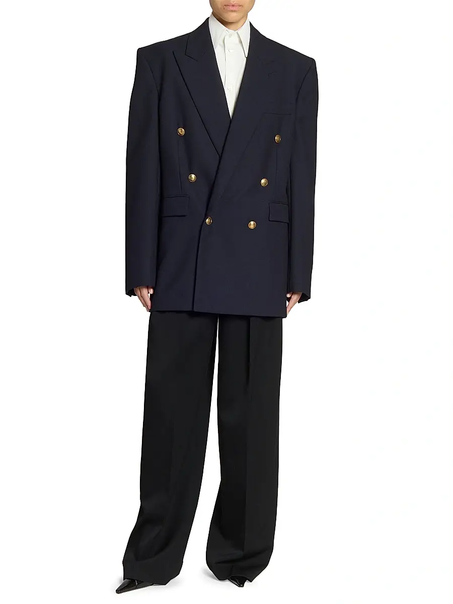 Saint Laurent Women's Jacket in Wool - Marine | Thumbnail 7 Saint Laurent Women's Jacket in Wool - Marine | Thumbnail 7