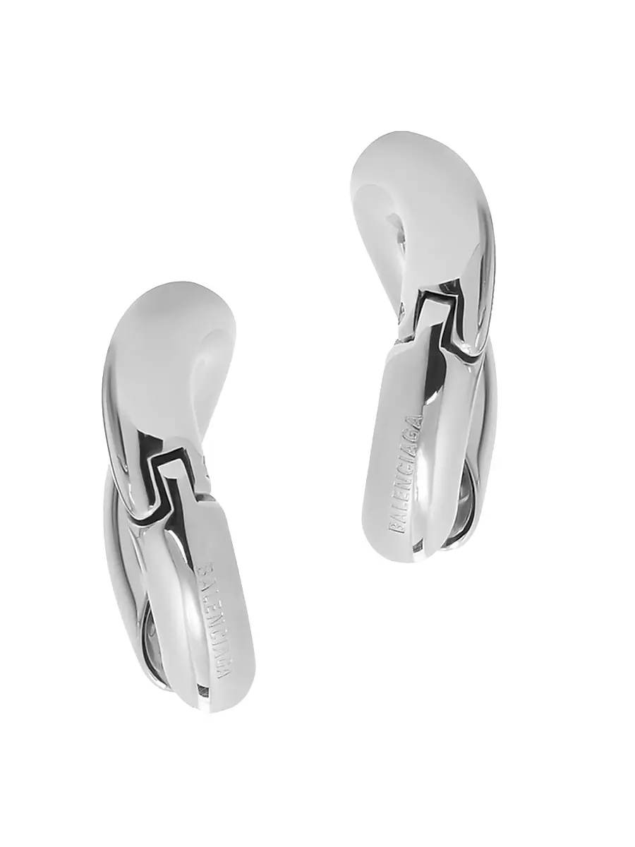 Balenciaga Women's Loop Earrings - Shiny Silver | Thumbnail 3