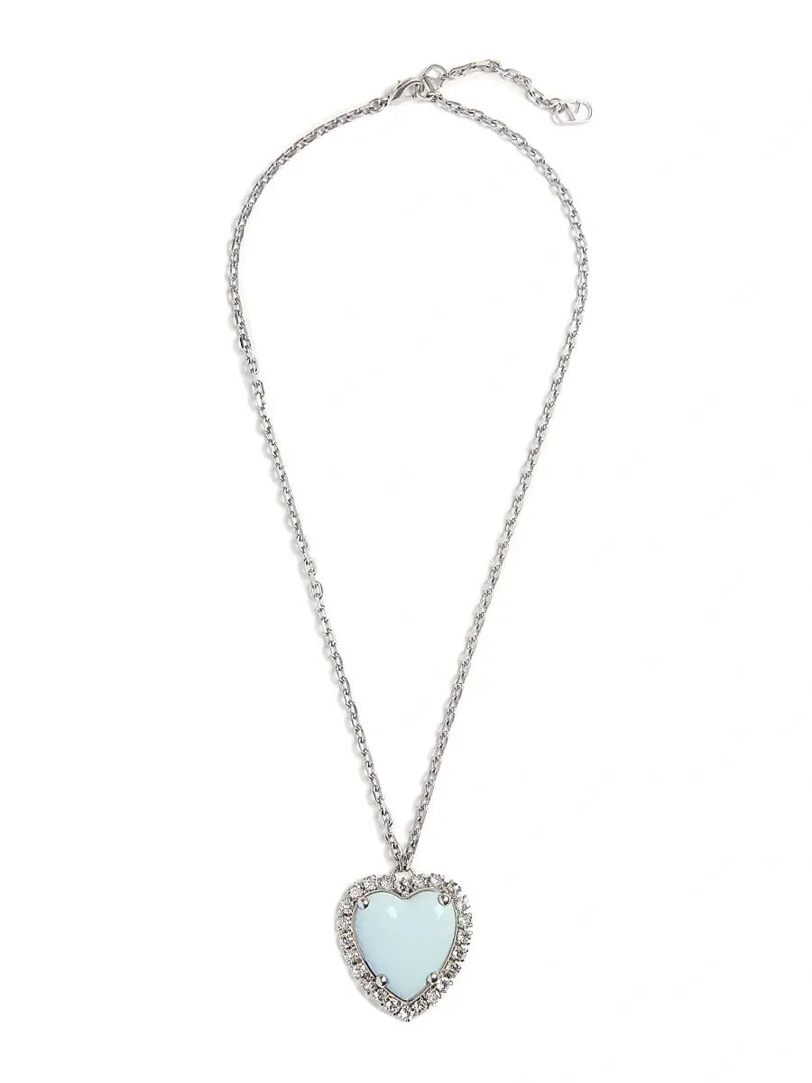 Valentino Garavani Women's Coeur Hyperbole Necklace in Metal, Resin and Swarovski Crystals - Palladium Azure | Image 1 Valentino Garavani Women's Coeur Hyperbole Necklace in Metal, Resin and Swarovski Crystals - Palladium Azure | Image 1