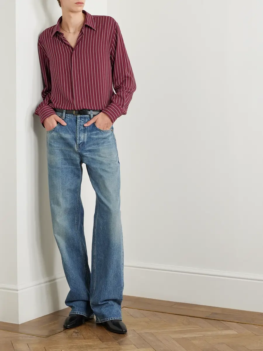 Saint Laurent Pinstriped Crepe Shirt - Men | Thumbnail 2