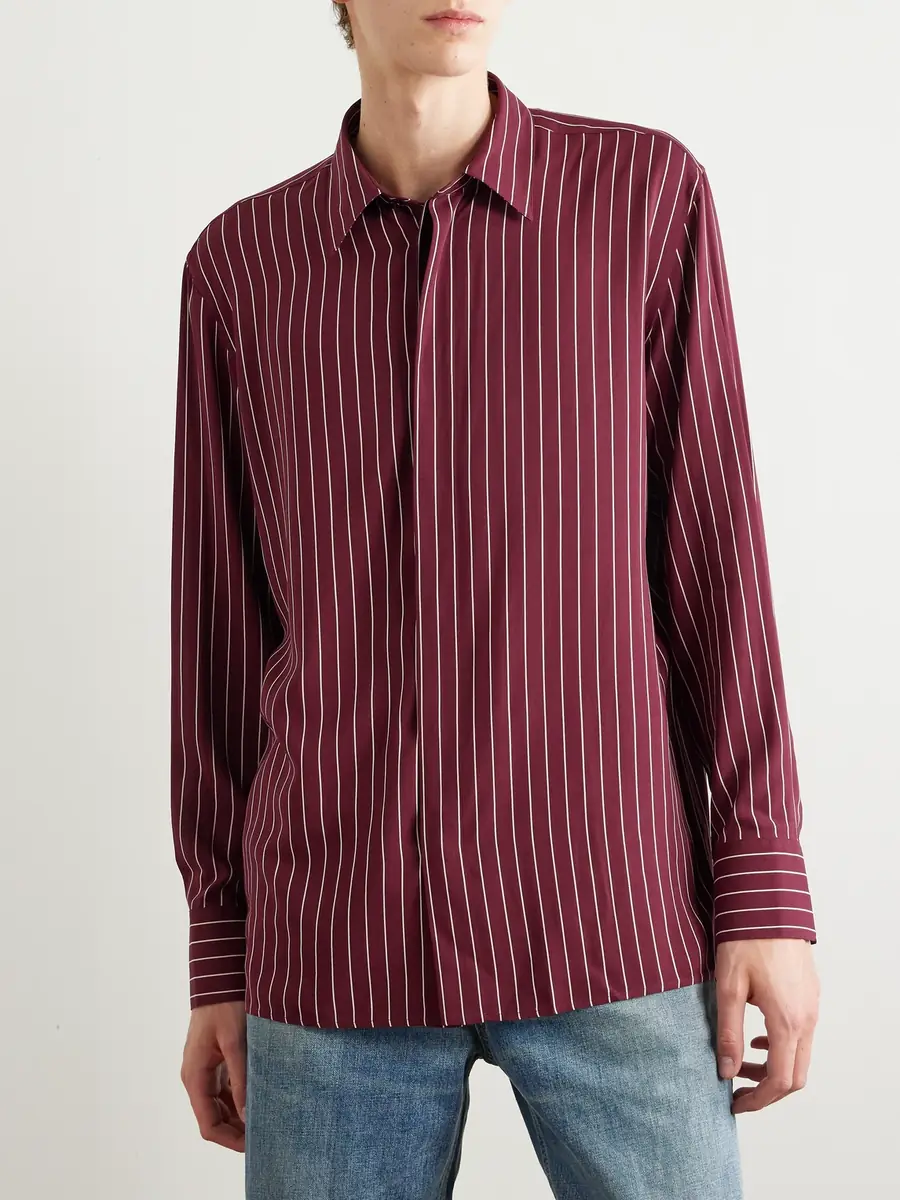 Saint Laurent Pinstriped Crepe Shirt - Men | Thumbnail 3