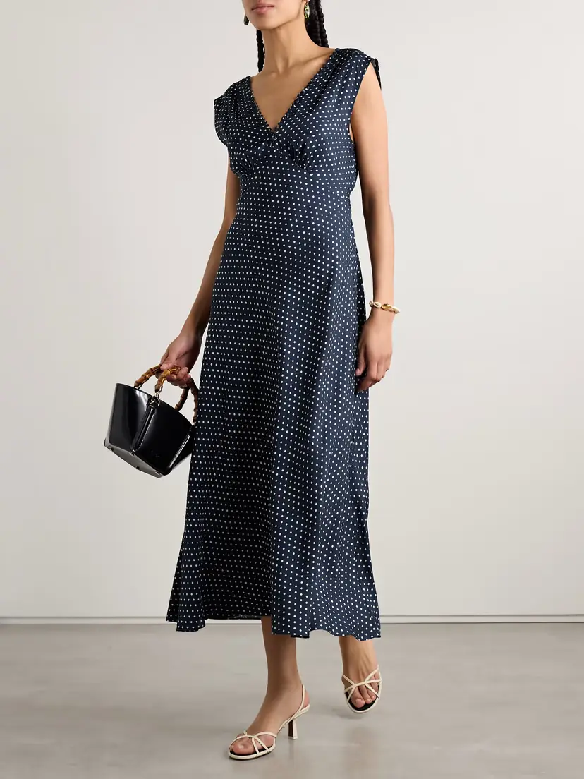 DÔEN Tahlia Belted Polka-dot Silk-blend Twill Midi Dress | Thumbnail 2
