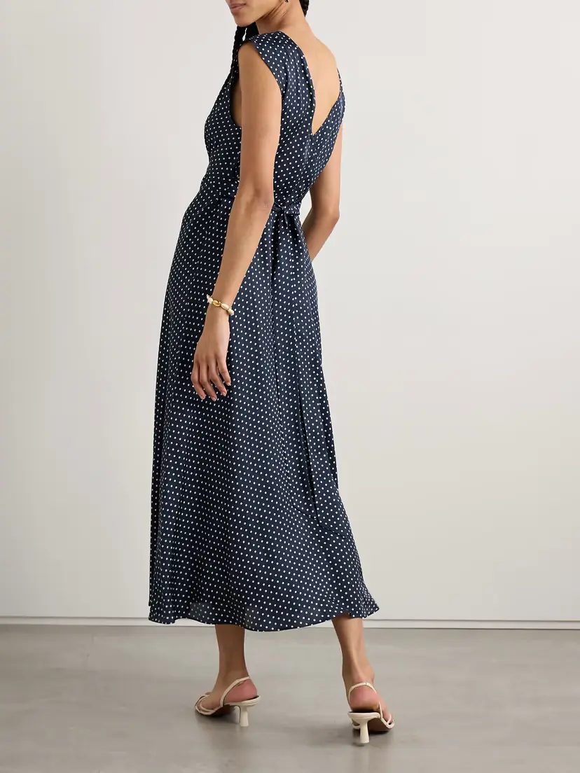 DÔEN Tahlia Belted Polka-dot Silk-blend Twill Midi Dress | Thumbnail 3
