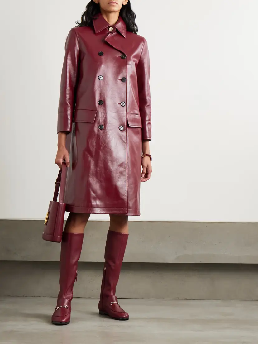 Gucci Double-breasted Glossed-leather Trench Coat | Thumbnail 2 Gucci Double-breasted Glossed-leather Trench Coat | Thumbnail 2