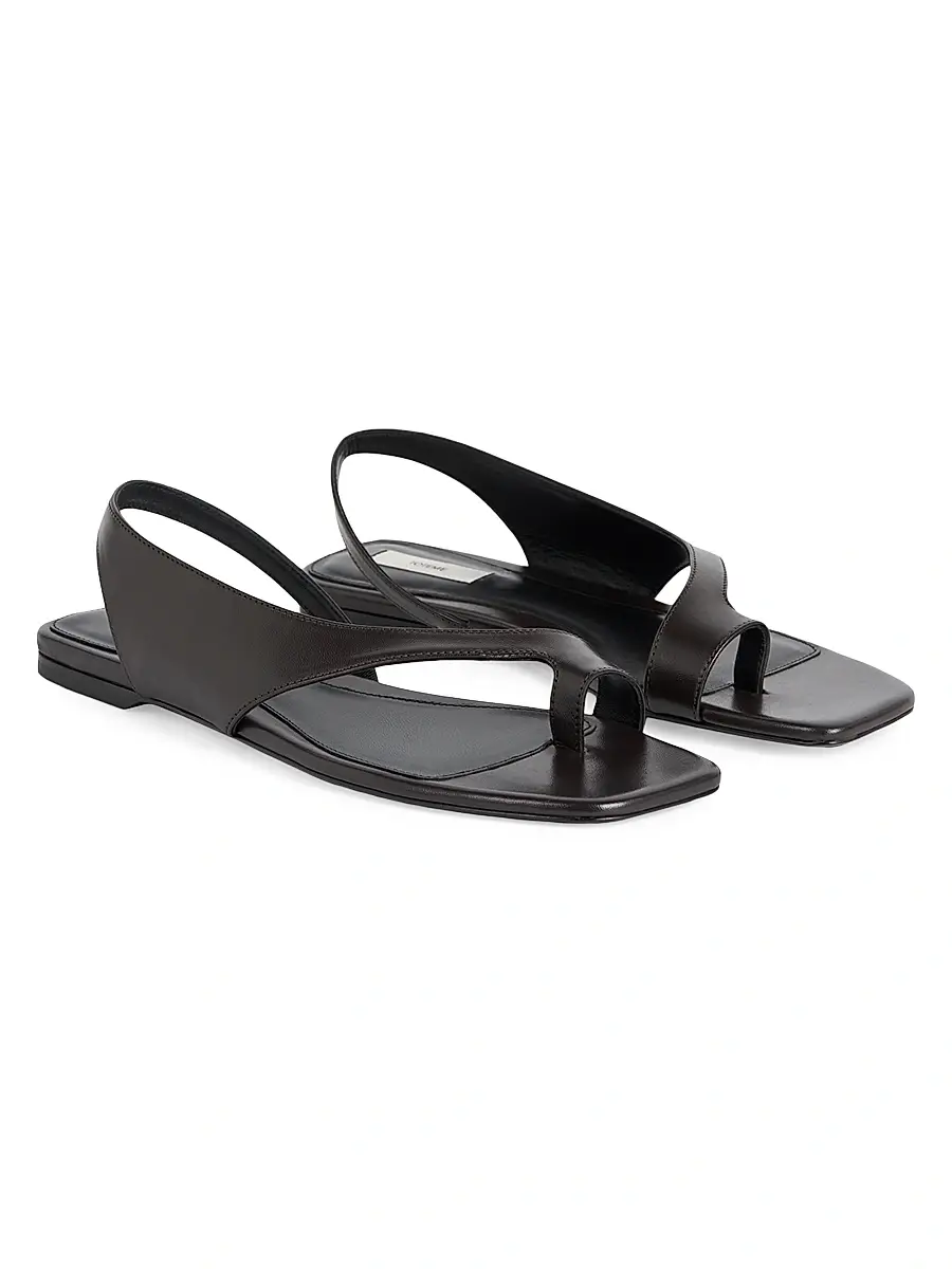 Toteme Women's Sculptural Leather Flat Sandals - Pepper | Thumbnail 2
