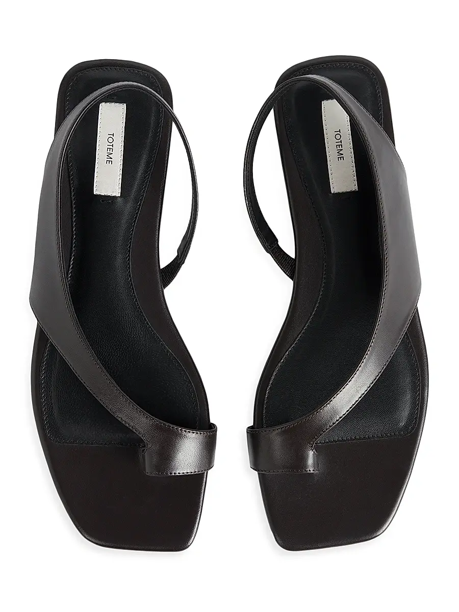 Toteme Women's Sculptural Leather Flat Sandals - Pepper | Thumbnail 3