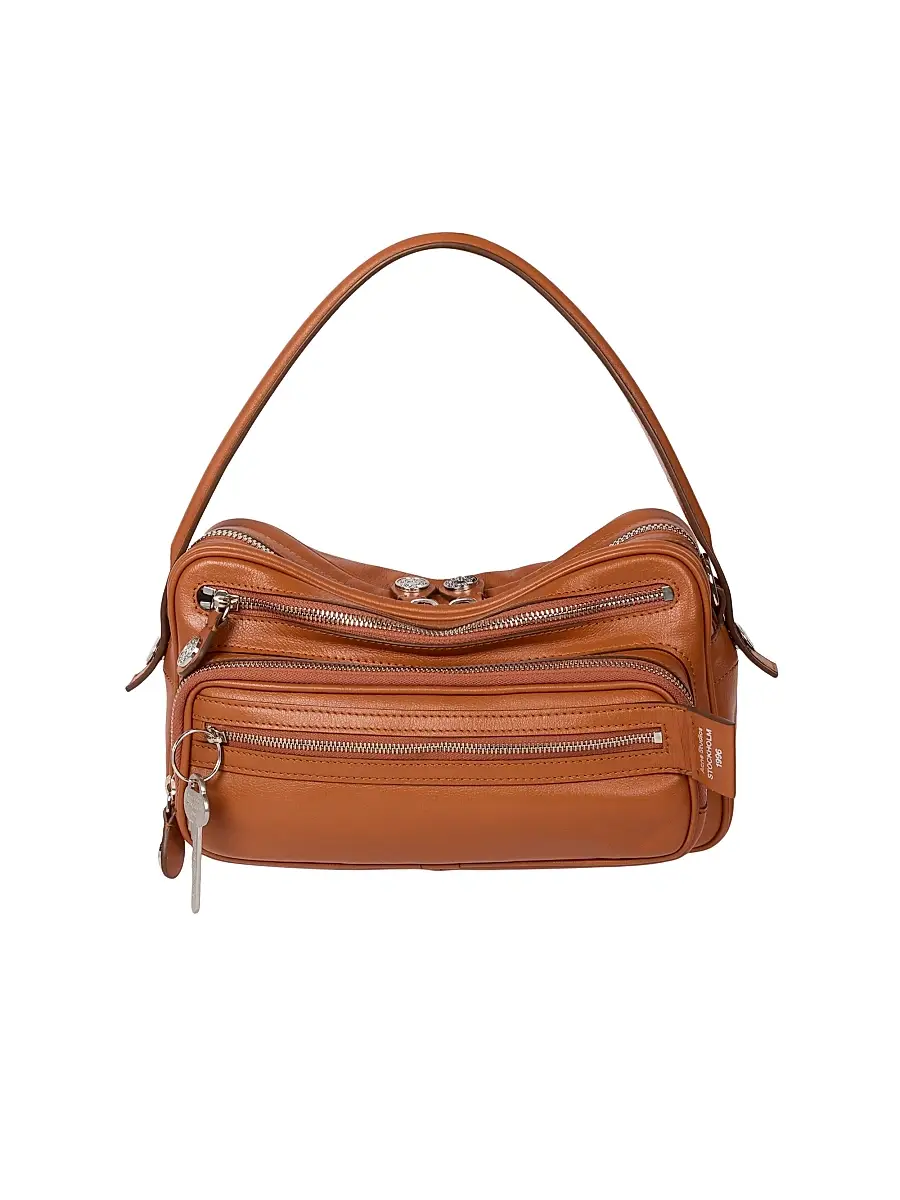 Women's Camero Party Leather Shoulder Bag - Cognac Brown Women's Camero Party Leather Shoulder Bag - Cognac Brown