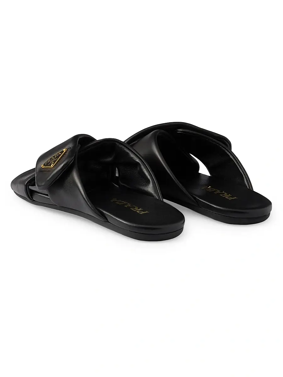 Prada Women's Padded Nappa Leather Slides - White | Thumbnail 3 Prada Women's Padded Nappa Leather Slides - White | Thumbnail 3