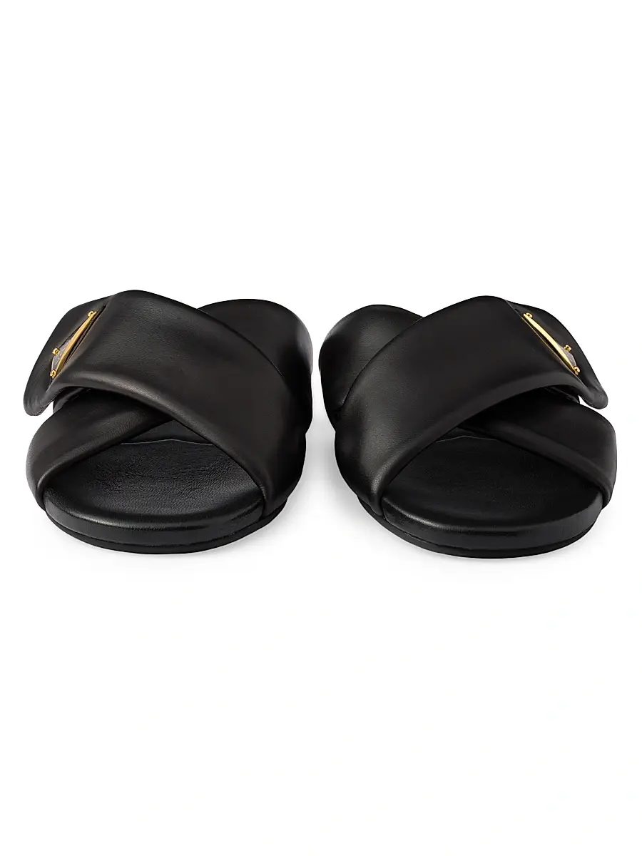 Prada Women's Padded Nappa Leather Slides - White | Thumbnail 4 Prada Women's Padded Nappa Leather Slides - White | Thumbnail 4