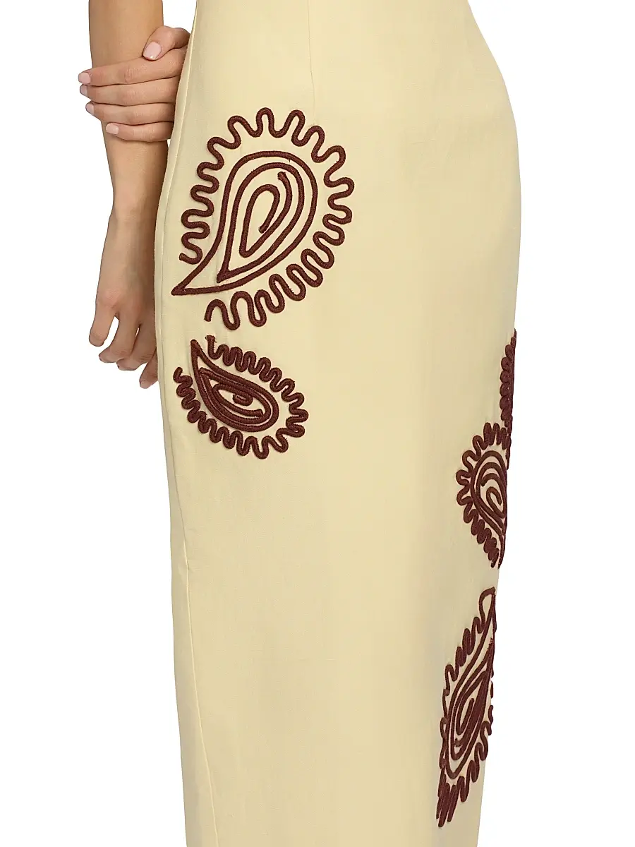 Significant Other Women's Carly Embroidered Linen-Blend Halterneck Midi-Dress | Thumbnail 6