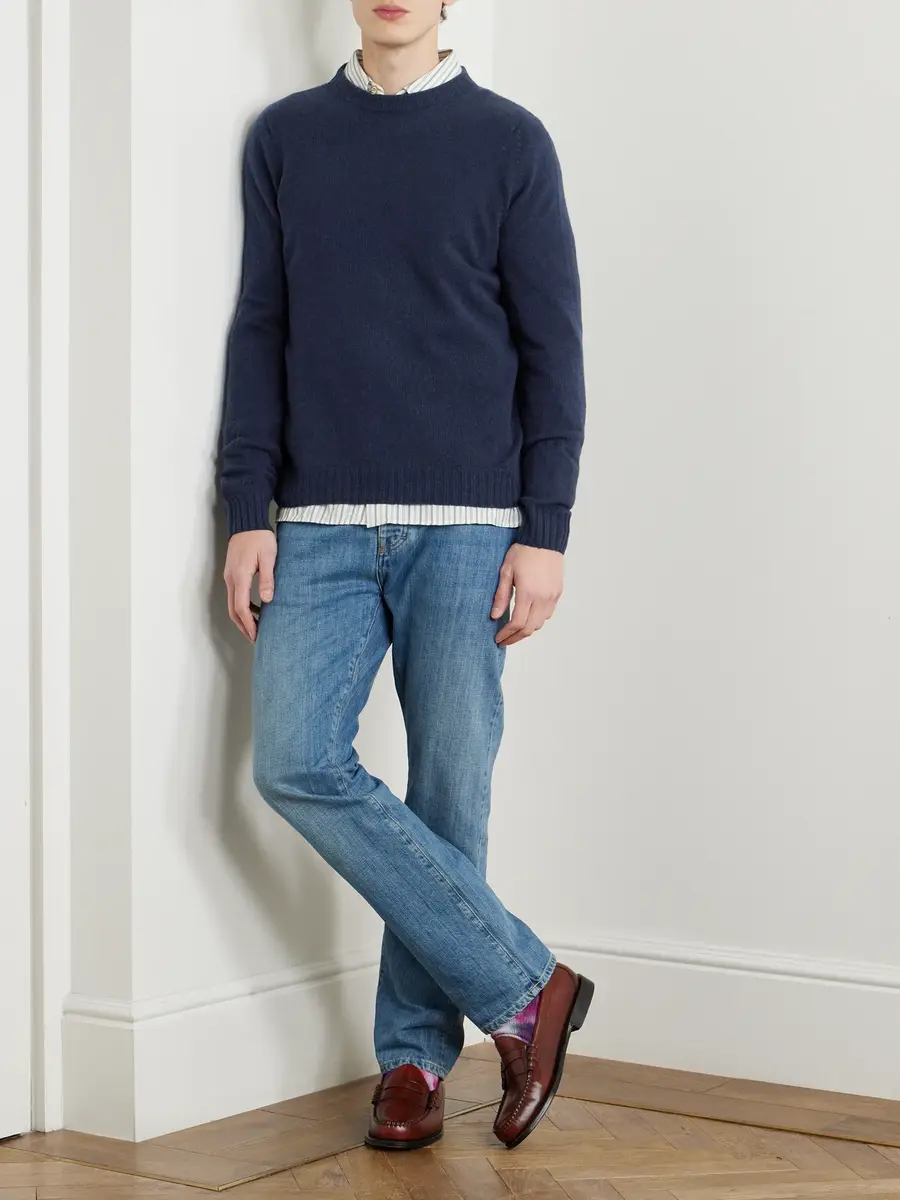John Smedley Norfolk Recycled-Cashmere and Merino Wool-Blend Sweater - Men | Thumbnail 2 John Smedley Norfolk Recycled-Cashmere and Merino Wool-Blend Sweater - Men | Thumbnail 2