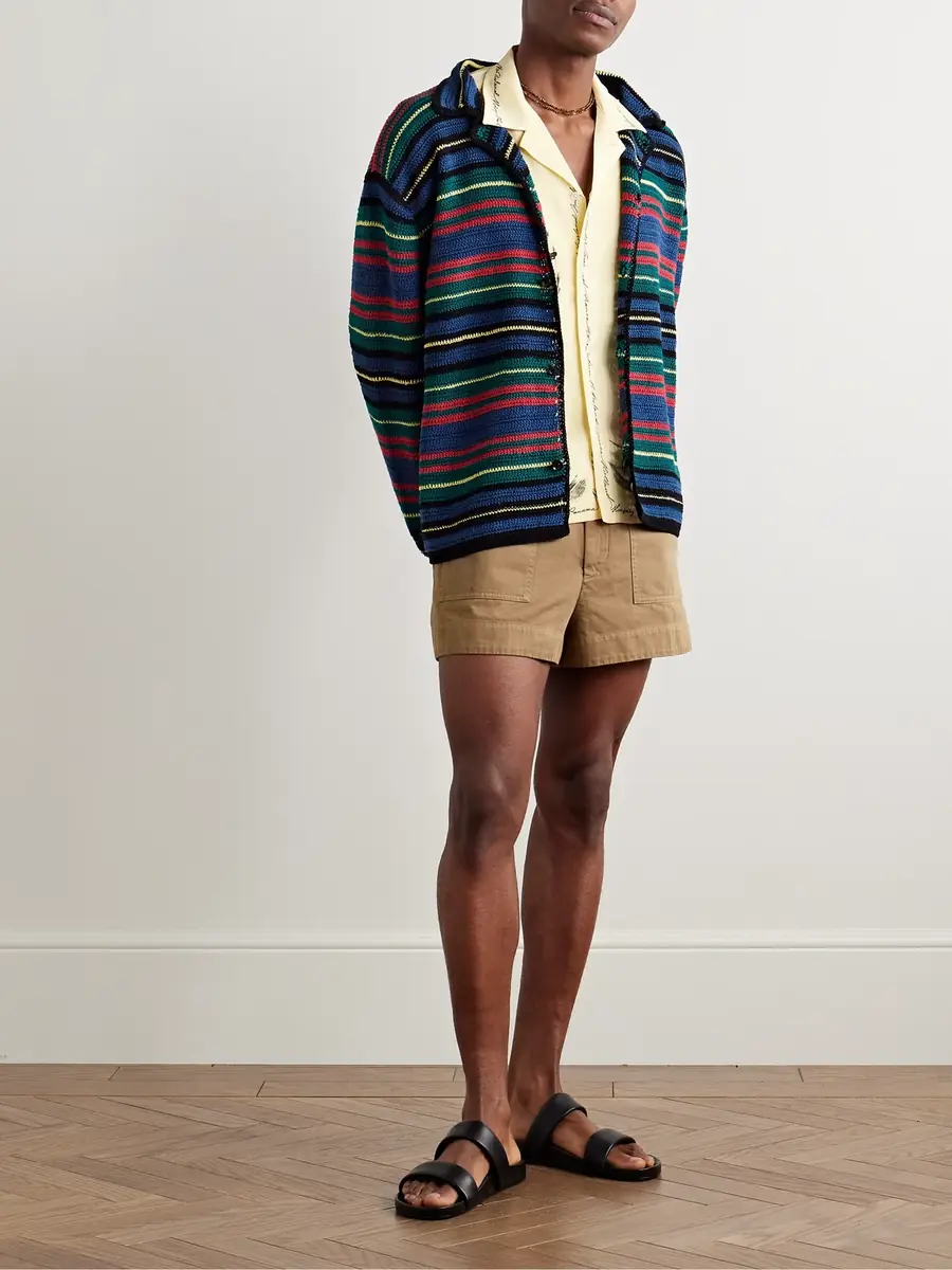 BODE Riverbank Striped Crocheted Cotton Shirt - Men | Thumbnail 2 BODE Riverbank Striped Crocheted Cotton Shirt - Men | Thumbnail 2
