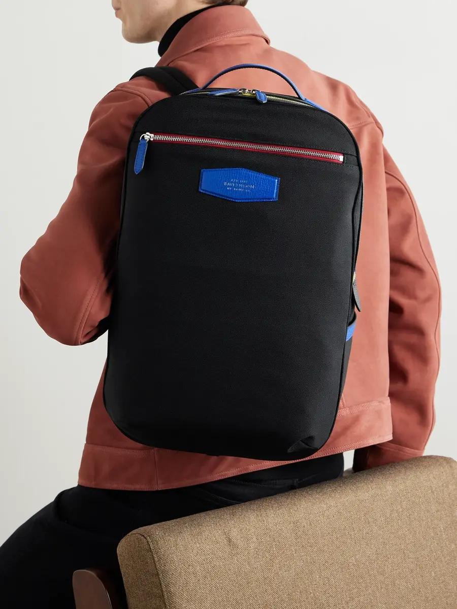 Smythson Norton Leather-Trimmed ECONYL® Backpack - Men | Thumbnail 2 Smythson Norton Leather-Trimmed ECONYL® Backpack - Men | Thumbnail 2