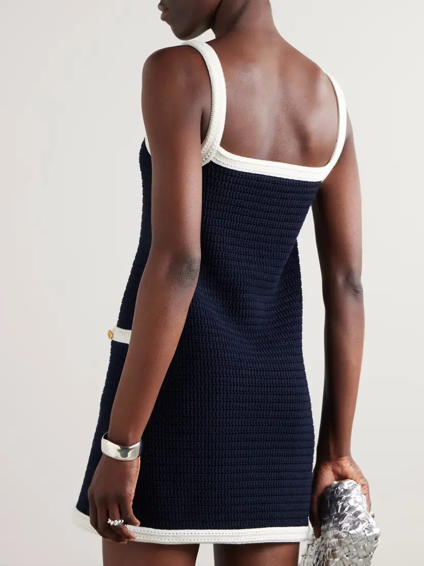 Gucci Two-tone Crocheted Cotton-blend Mini Dress | Thumbnail 3